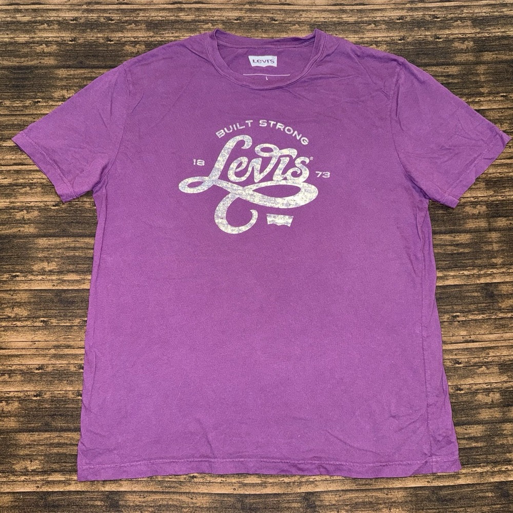Levi's Built Strong Graphic T Shirt Short Sleeve Purple Size L